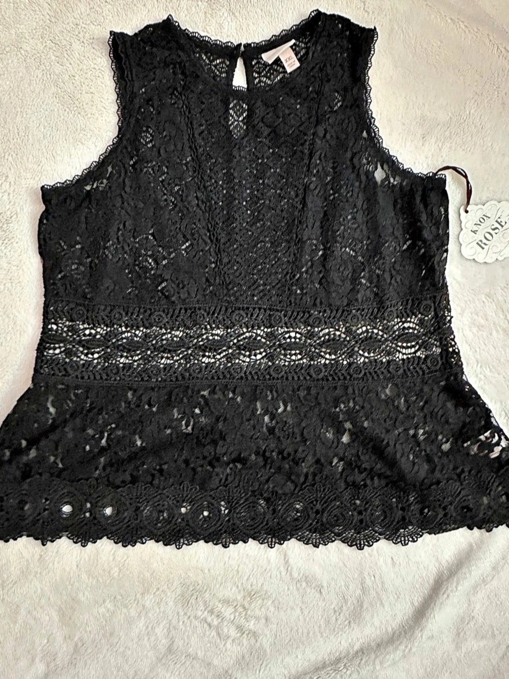 Rose &? &? Black Lace Tunic XXL NWT